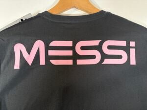 Messi Black and Pink Logo Tshirt NWT Large